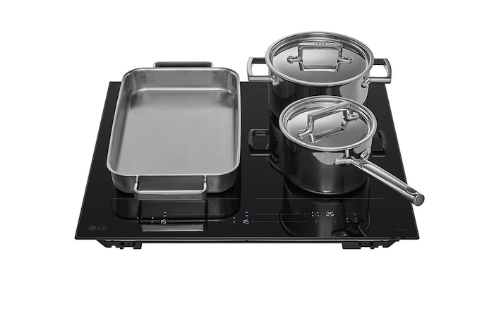 LG 60cm Induction Cooktop, 4 Cook Zones, 2 Flexi, BCI607B4BG