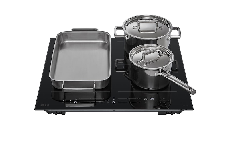 LG 60cm Induction Cooktop, 4 Cook Zones, 2 Flexi, BCI607B4BG