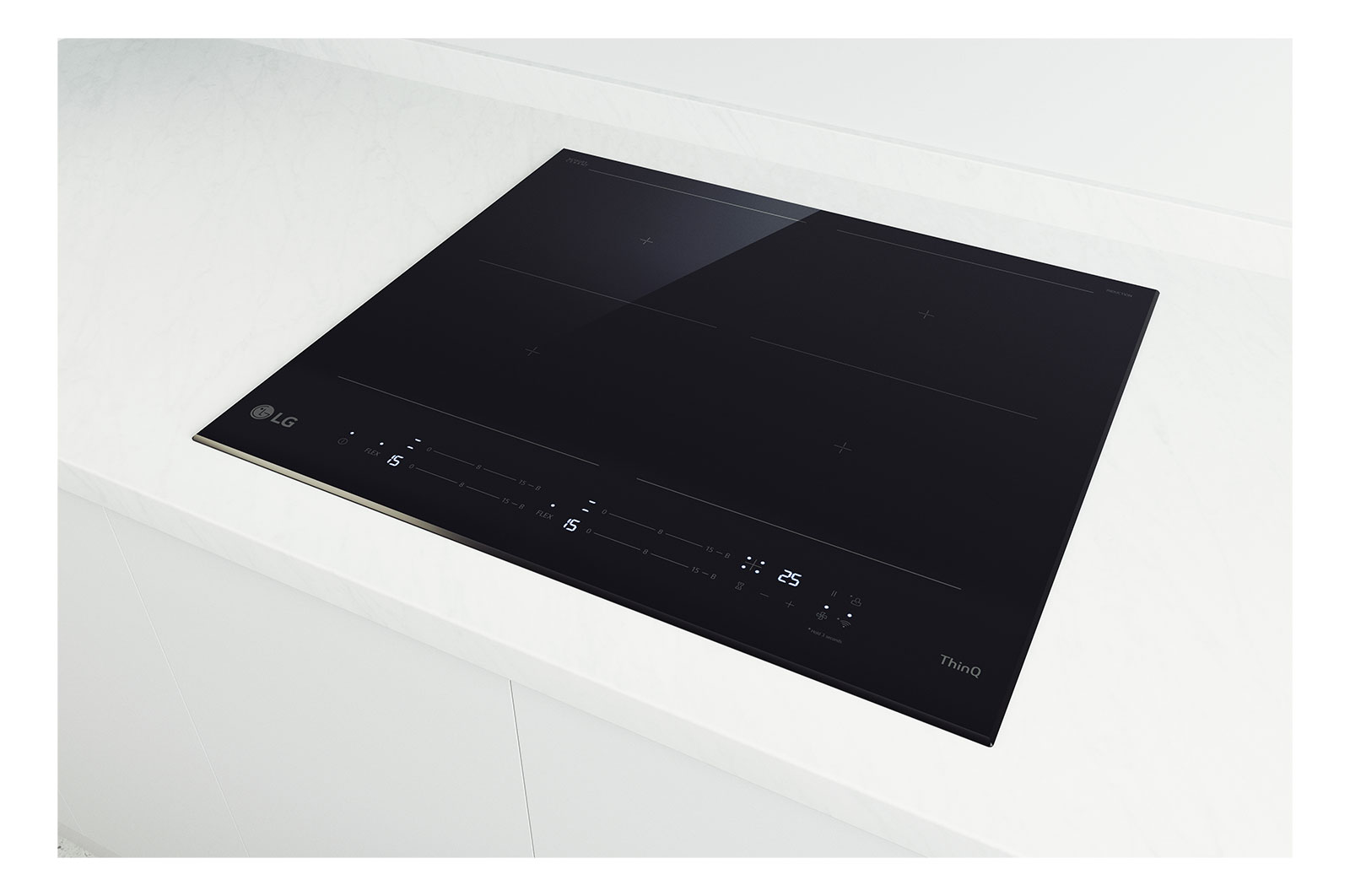 LG 60cm Induction Cooktop, 4 Cook Zones, 2 Flexi, BCI607B4BG