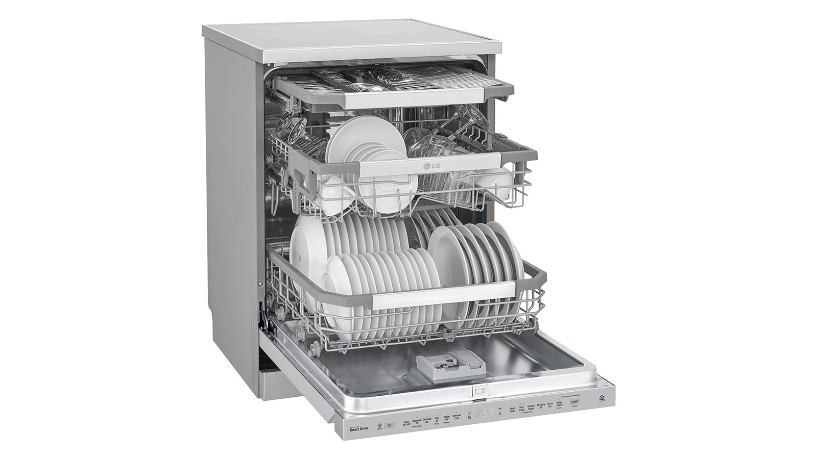 LG 15 Place QuadWash® Dishwasher with Auto Open Dry in Noble Steel Finish - Free Standing, XD3A15NS