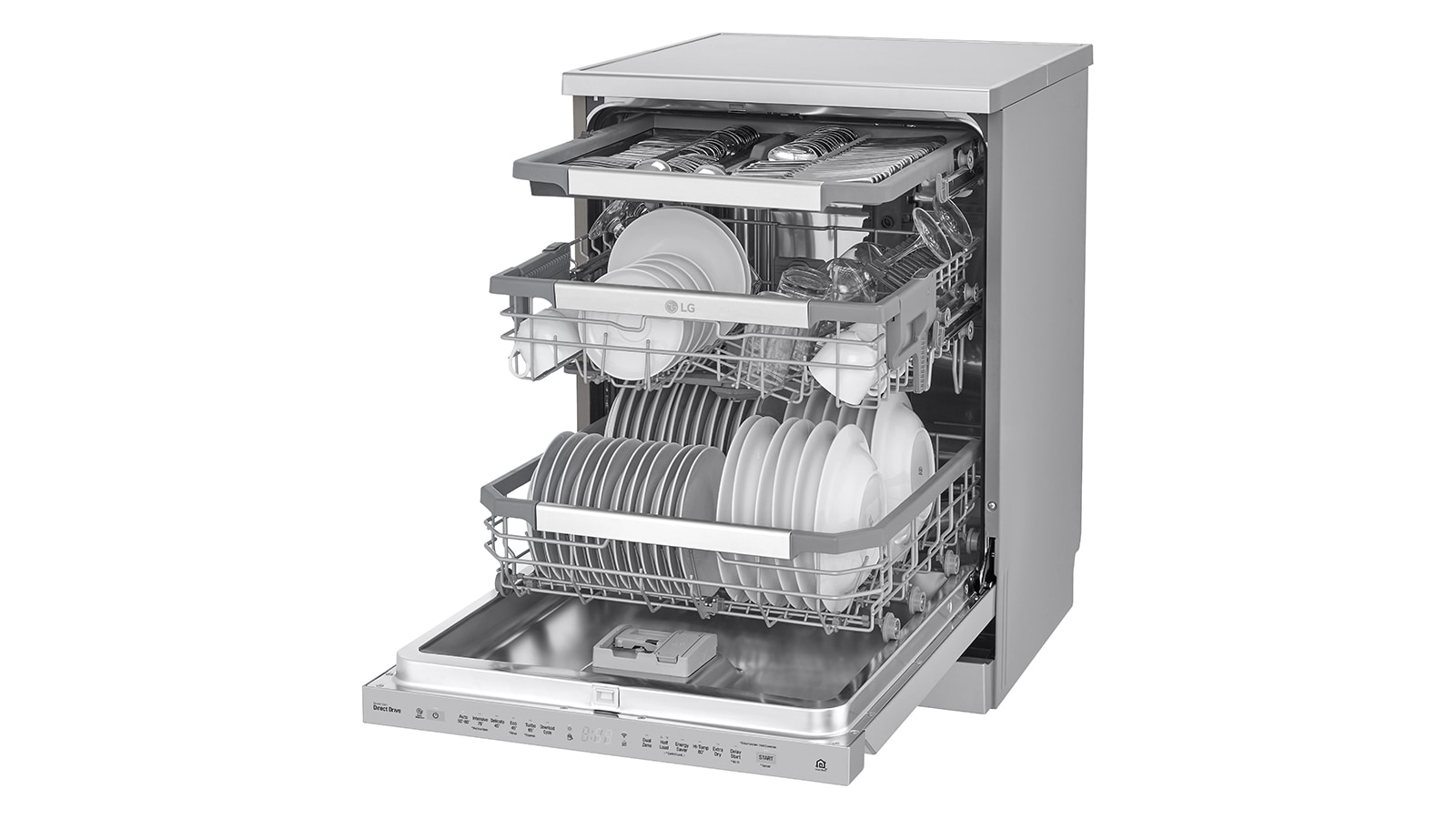 LG 15 Place QuadWash® Dishwasher with Auto Open Dry in Noble Steel Finish - Free Standing, XD3A15NS