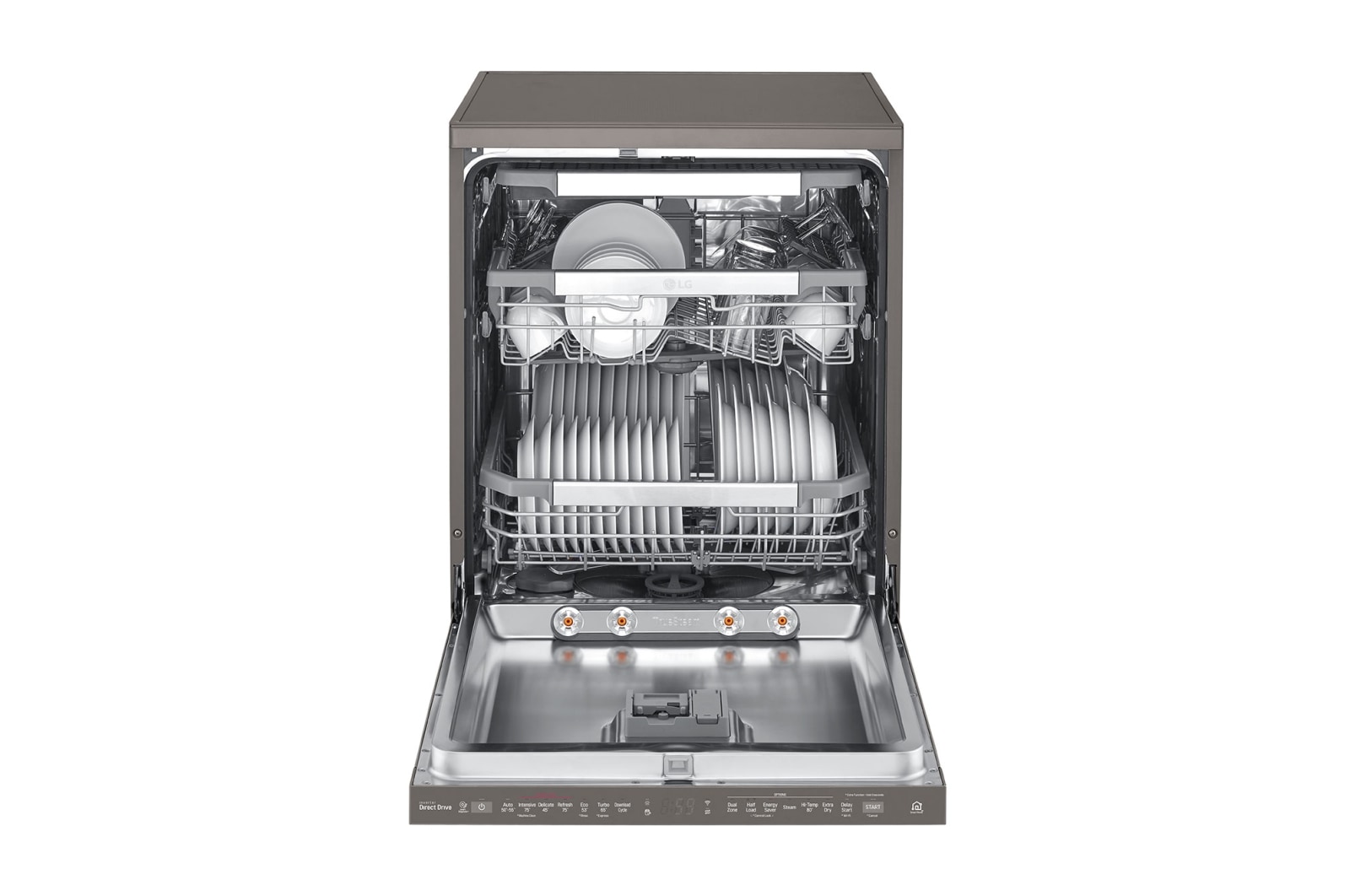 LG 15 Place QuadWash® Dishwasher with Auto Open Dry in Black Stainless Finish with TrueSteam™ - Free Standing, XD3A25BS