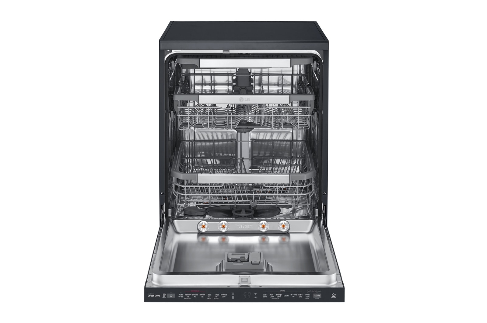 LG 15 Place QuadWash® Dishwasher with Auto Open Dry in Matte Black Finish with TrueSteam™ - Free Standing, XD3A25MB