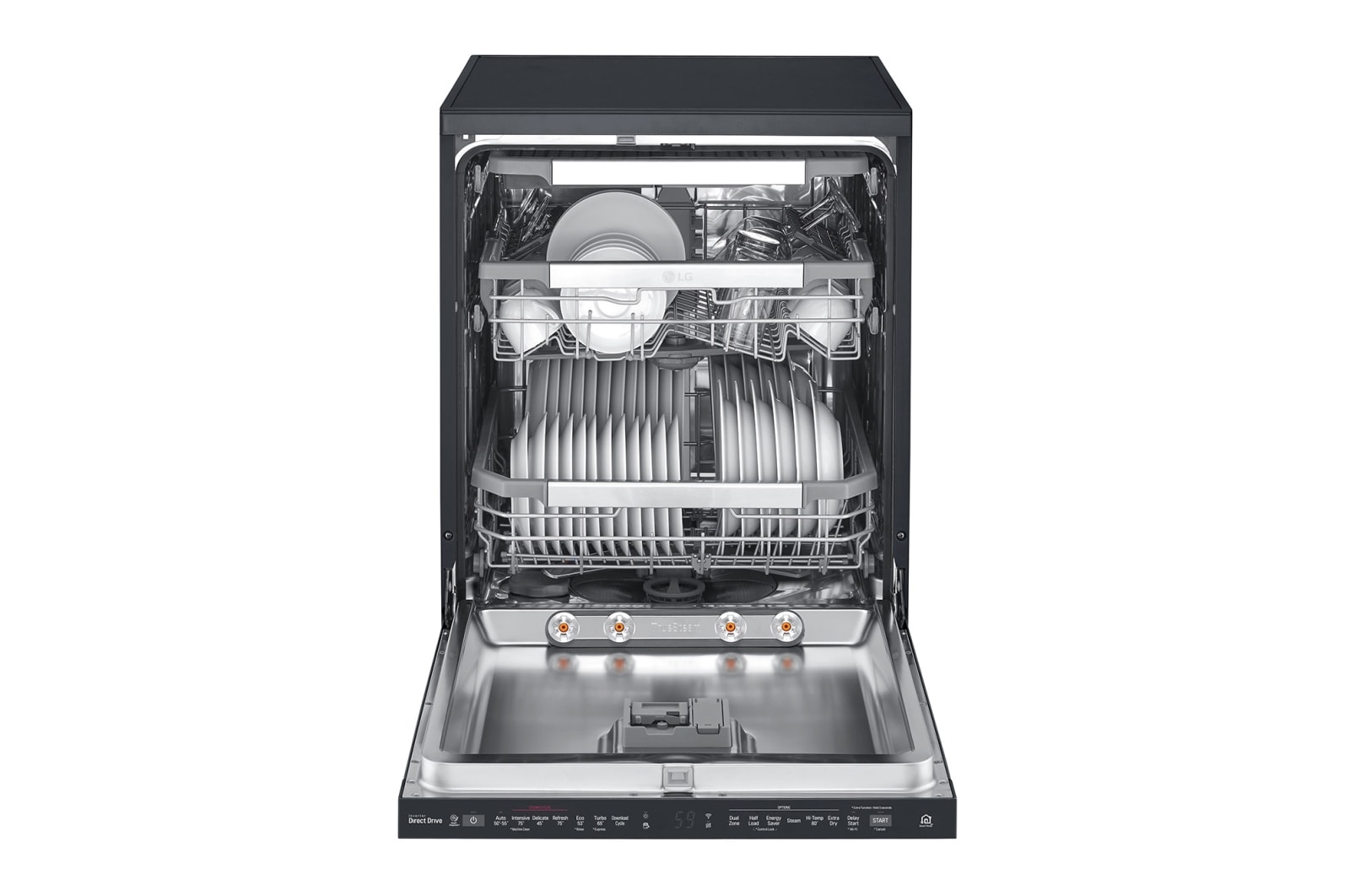 LG 15 Place QuadWash® Dishwasher with Auto Open Dry in Matte Black Finish with TrueSteam™ - Free Standing, XD3A25MB