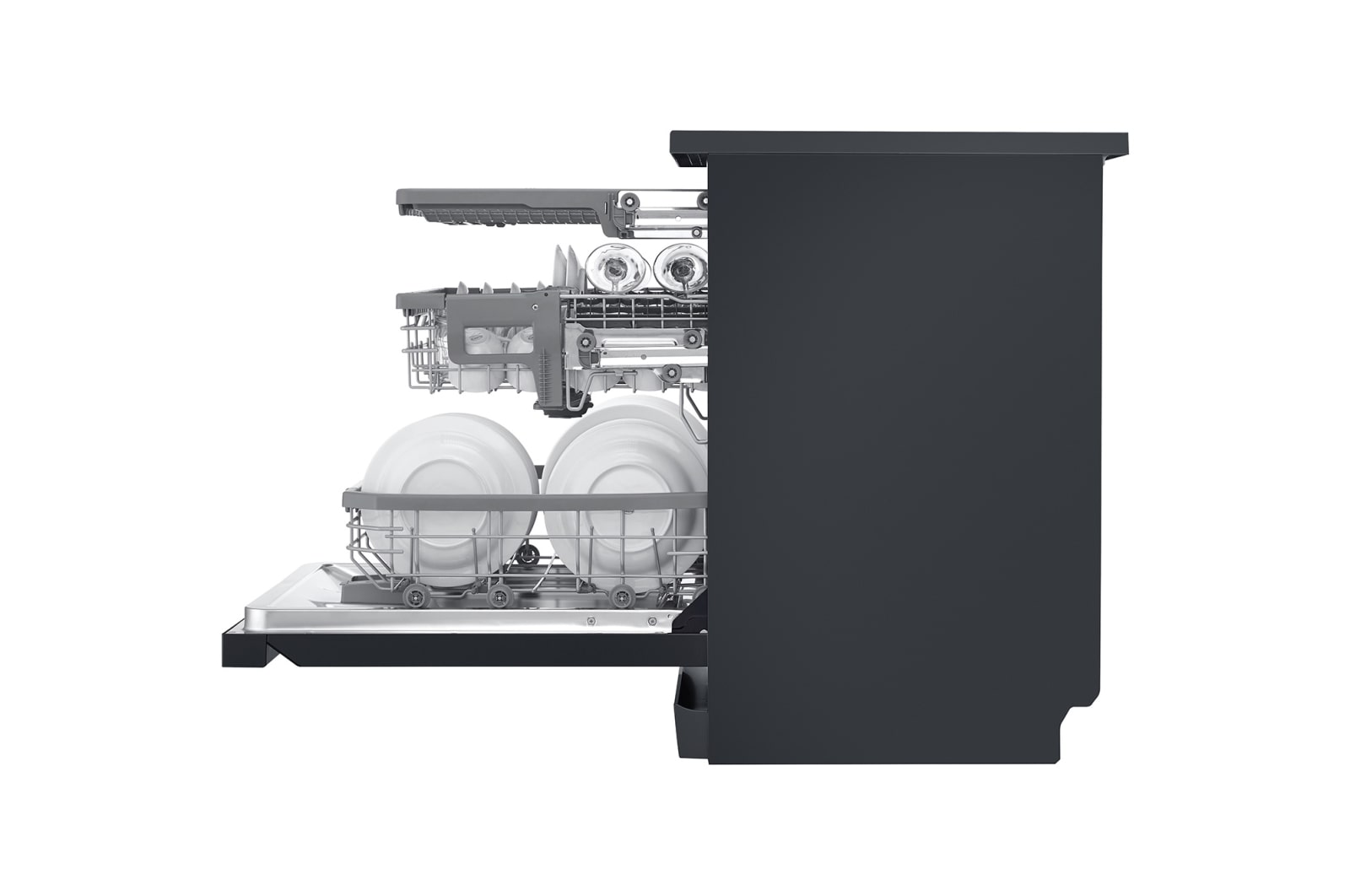 LG 15 Place QuadWash® Dishwasher with Auto Open Dry in Matte Black Finish with TrueSteam™ - Free Standing, XD3A25MB