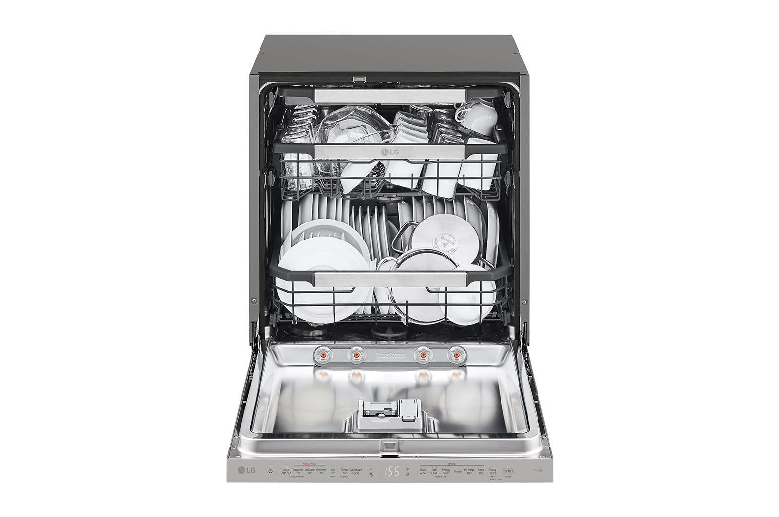 LG 15 Place QuadWash® Dishwasher with Auto Open Dry in Platinum Steel Finish with TrueSteam™ - Built-Under, XD3A25UPS