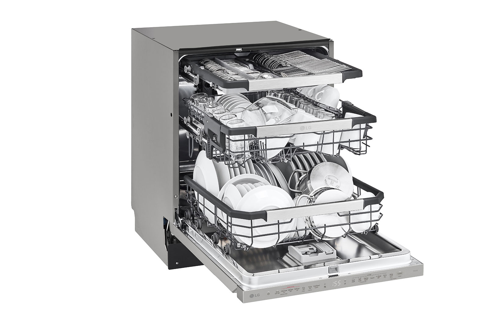 LG 15 Place QuadWash® Dishwasher with Auto Open Dry in Platinum Steel Finish with TrueSteam™ - Built-Under, XD3A25UPS