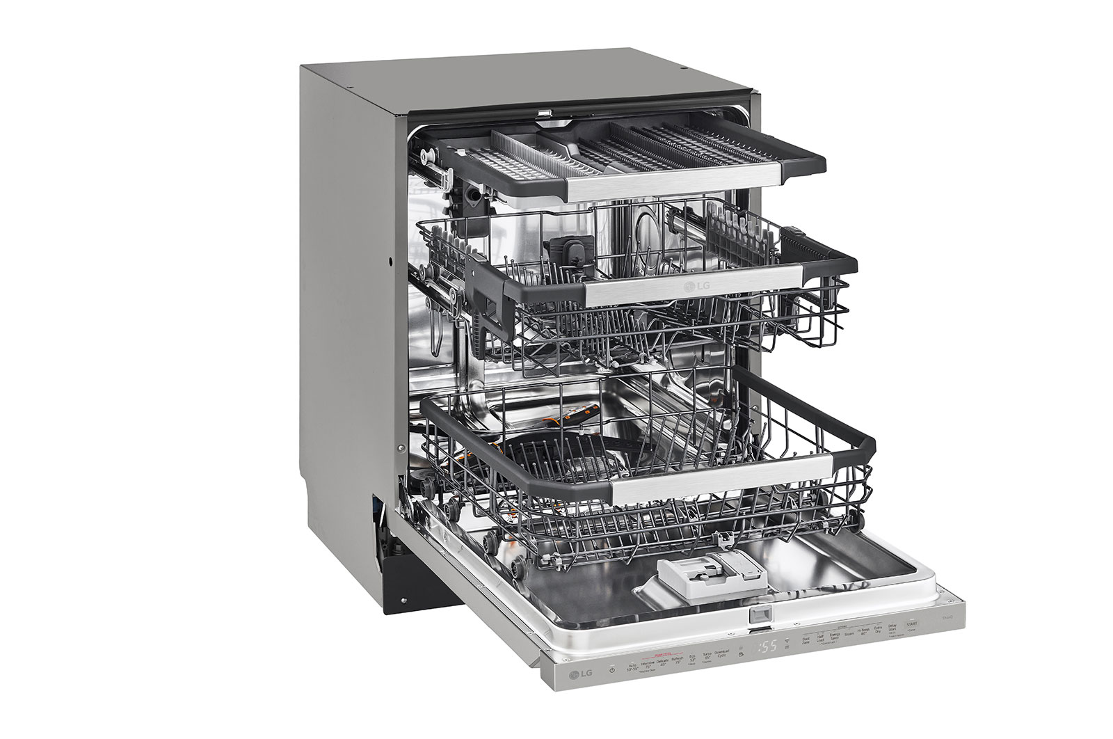 LG 15 Place QuadWash® Dishwasher with Auto Open Dry in Platinum Steel Finish with TrueSteam™ - Built-Under, XD3A25UPS