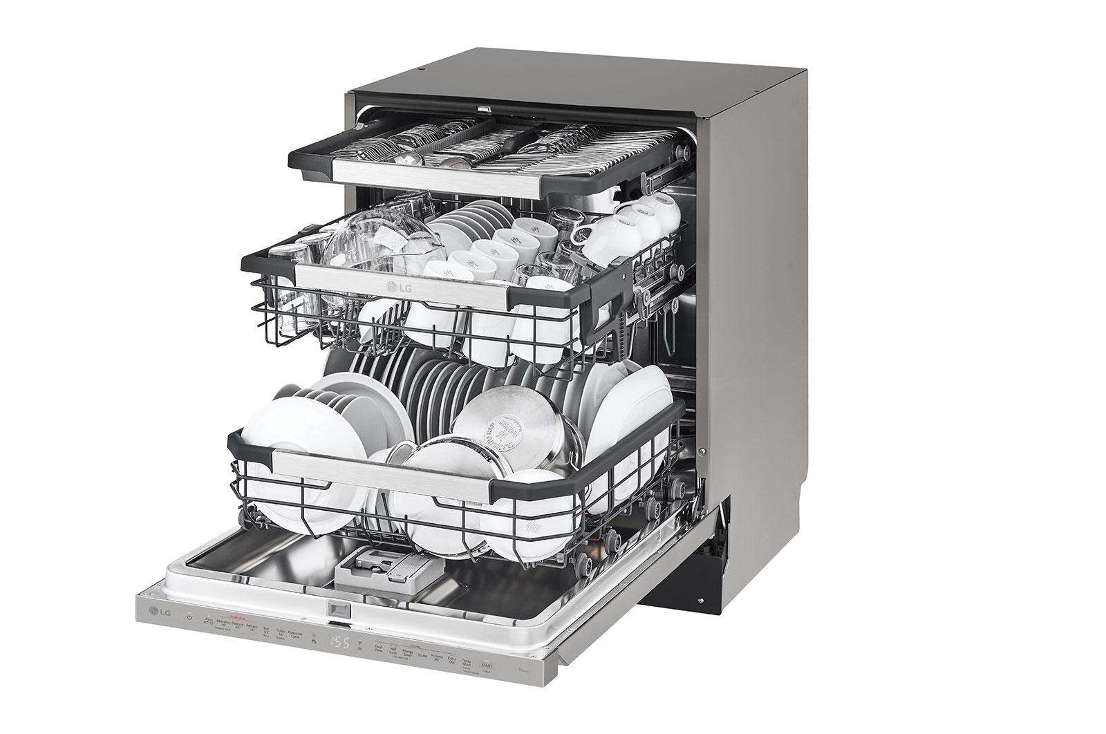 LG 15 Place QuadWash® Dishwasher with Auto Open Dry in Platinum Steel Finish with TrueSteam™ - Built-Under, XD3A25UPS