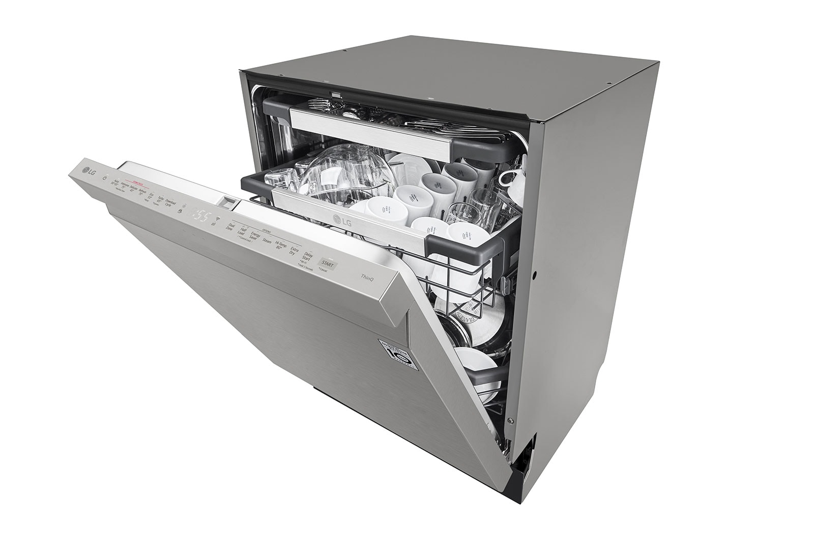 LG 15 Place QuadWash® Dishwasher with Auto Open Dry in Platinum Steel Finish with TrueSteam™ - Built-Under, XD3A25UPS