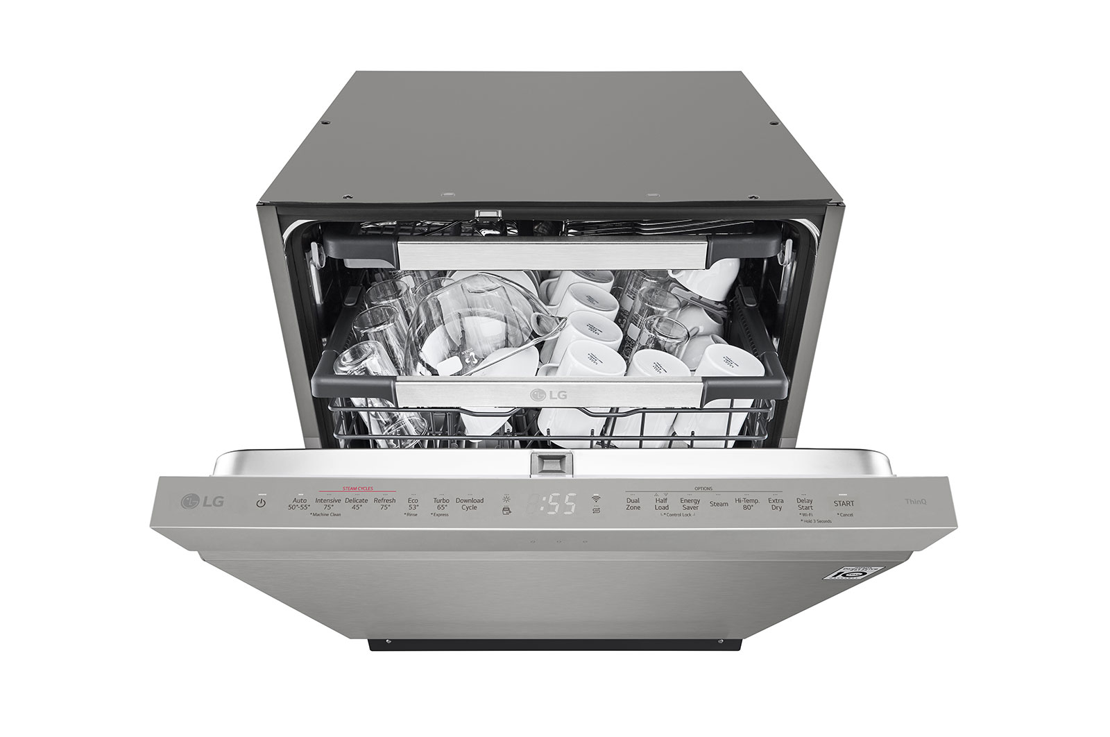 LG 15 Place QuadWash® Dishwasher with Auto Open Dry in Platinum Steel Finish with TrueSteam™ - Built-Under, XD3A25UPS