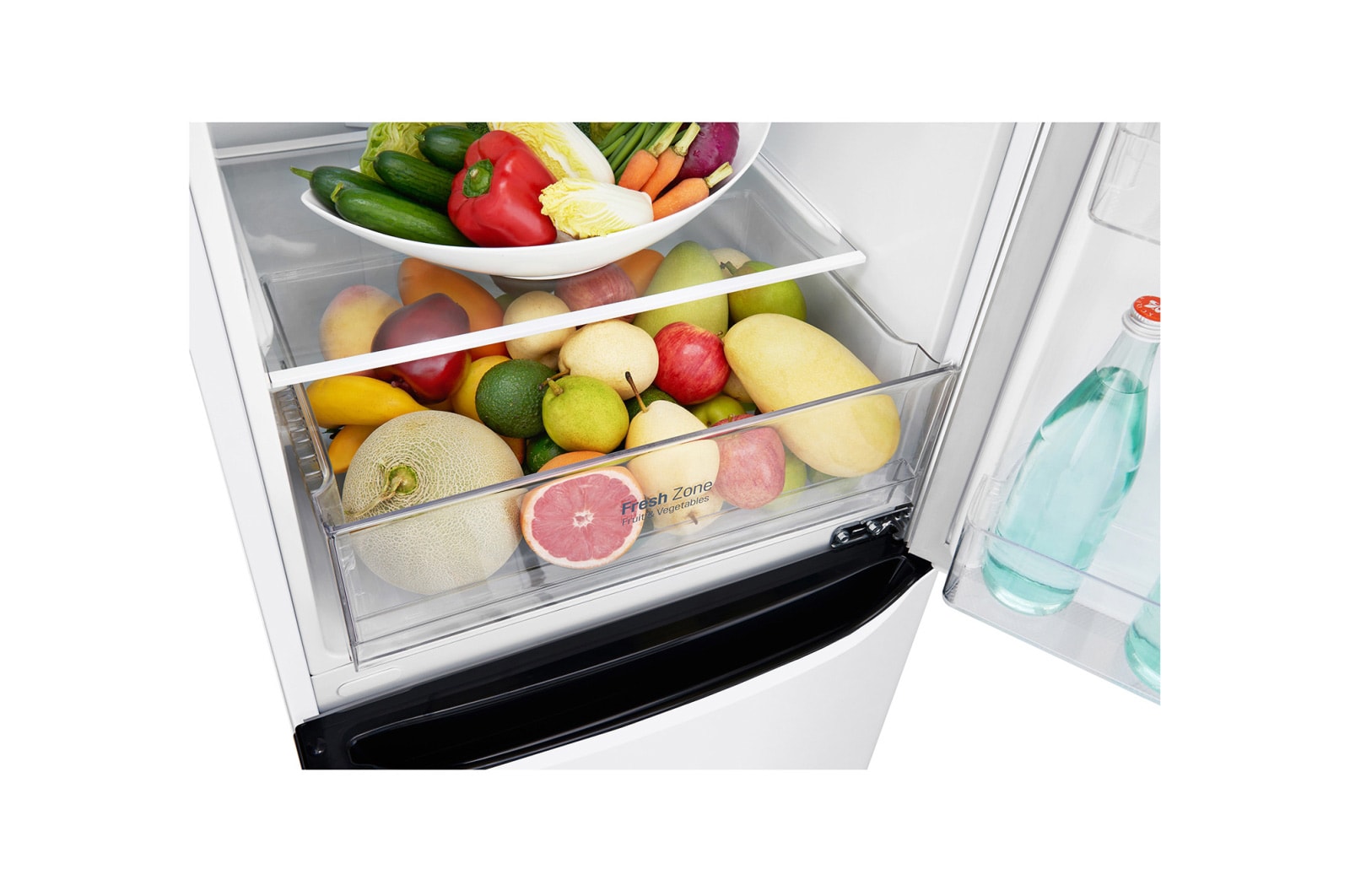 LG 310L Anti-fingerprint White Bottom Mount Fridge, GB-310RWL