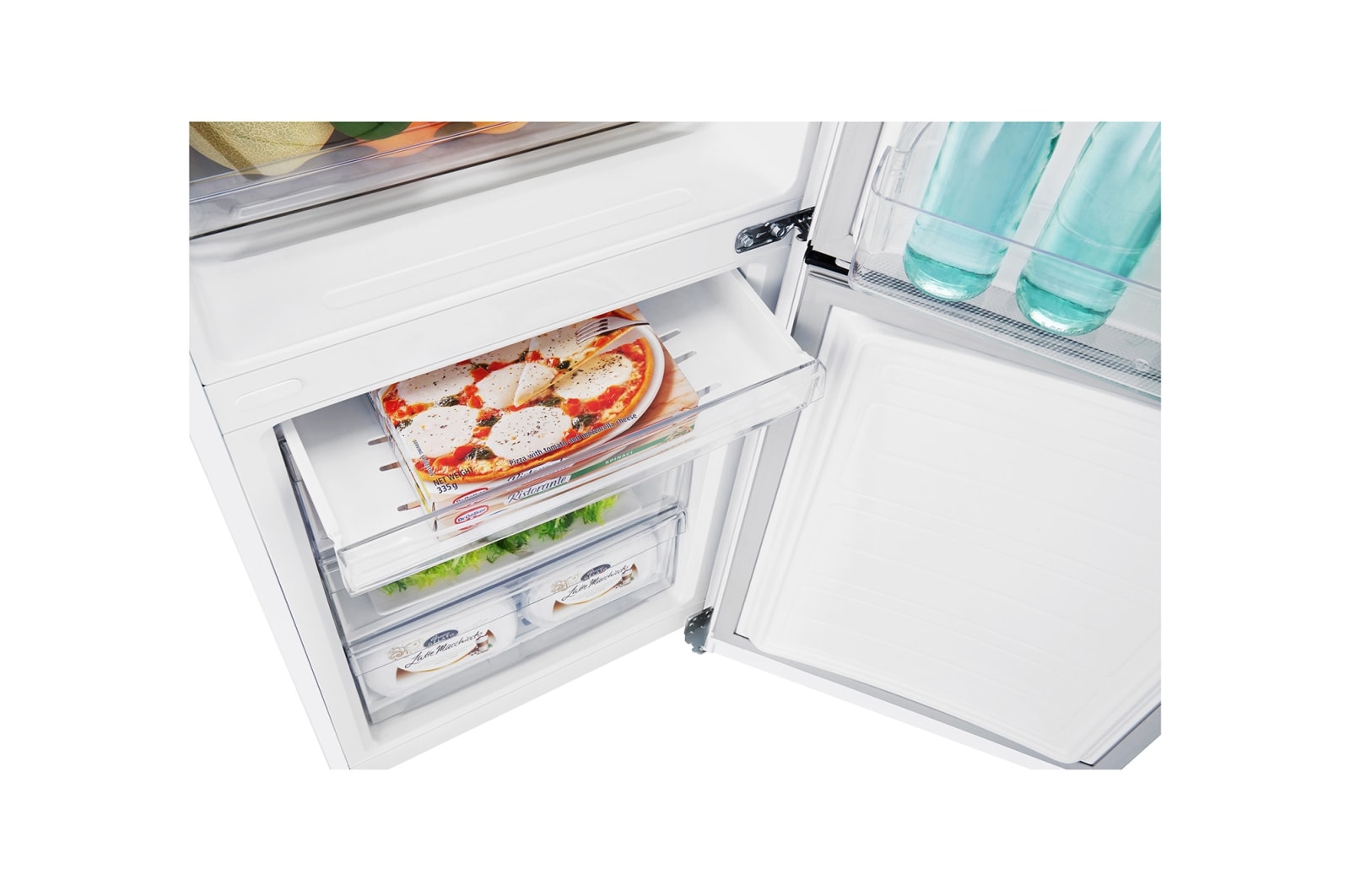 LG 310L Anti-fingerprint White Bottom Mount Fridge, GB-310RWL