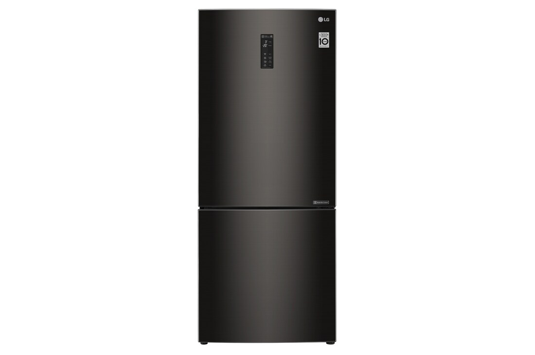 Front view of 450L Bottom Mount Fridge in Black Steel Finish GB-450UBTLX