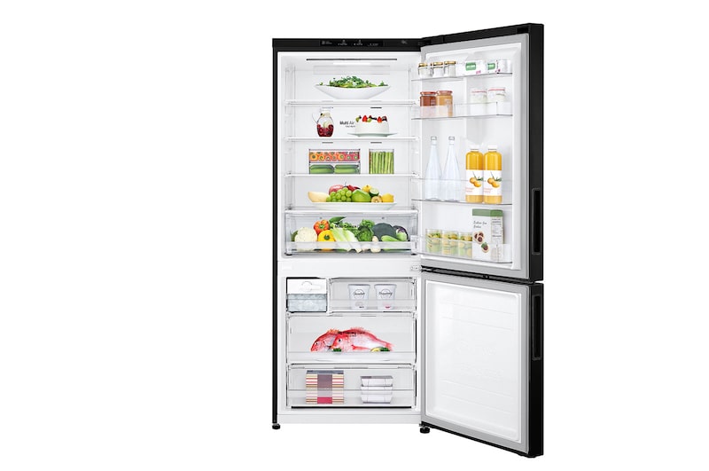 LG 420L Bottom Mount Fridge - Black Steel Finish, GB-455BTL