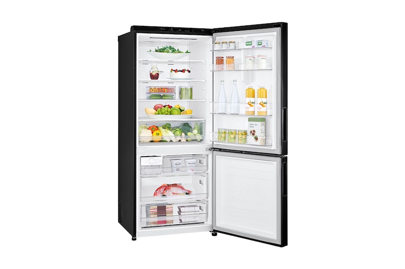 LG 420L Bottom Mount Fridge - Black Steel Finish, GB-455BTL