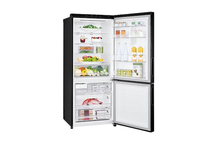 LG 420L Bottom Mount Fridge - Black Steel Finish, GB-455BTL