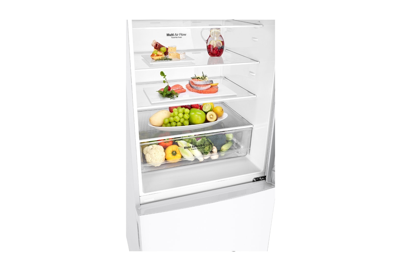 LG 420L Bottom Mount Fridge with Door Cooling in White Finish, GB-455WL