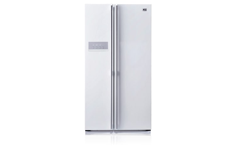 Front view of 581L White Side by Side Refrigerator with IceBeam Door Cooling GC-B197WFF