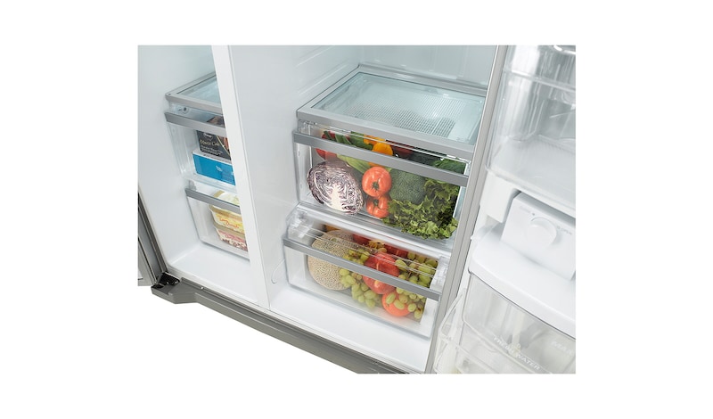 LG 590L Side by Side Refrigerator with Non Plumbed Ice & Water, GC-L227FNSL