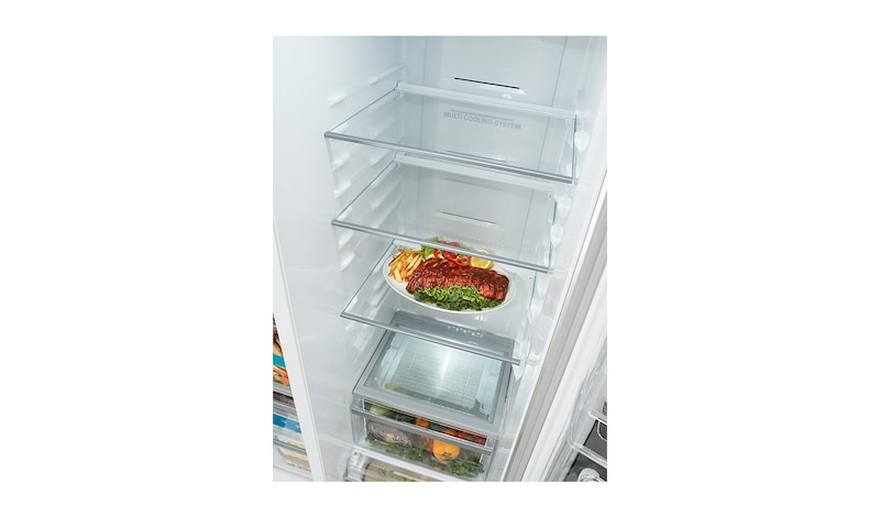 LG 590L Side by Side Refrigerator with Non Plumbed Ice & Water, GC-L227FNSL