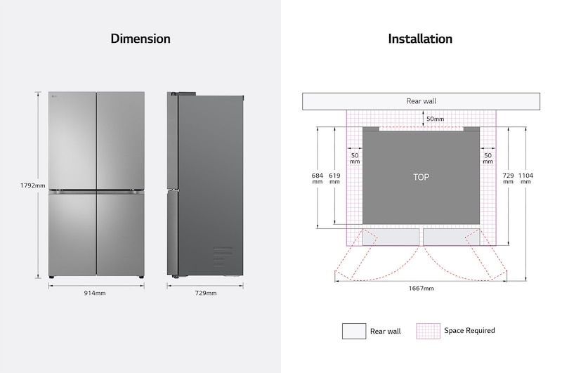 LG 665L French Door Fridge - Stainless Finish, GF-B700PL