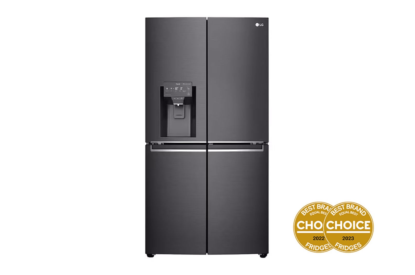 Front view of 637L French Door Fridge, with Door-In-Door®, in Matte Black Finish GF-D706MBL