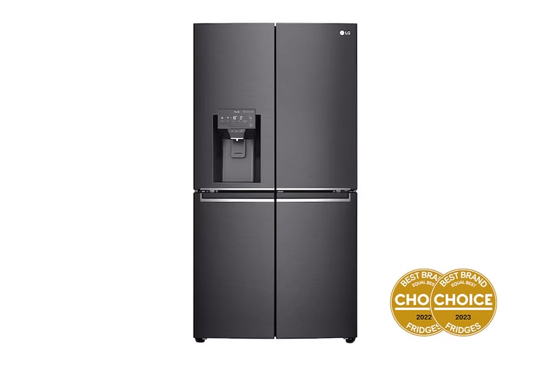 Front view of 637L French Door Fridge, with Door-In-Door®, in Matte Black Finish GF-D706MBL