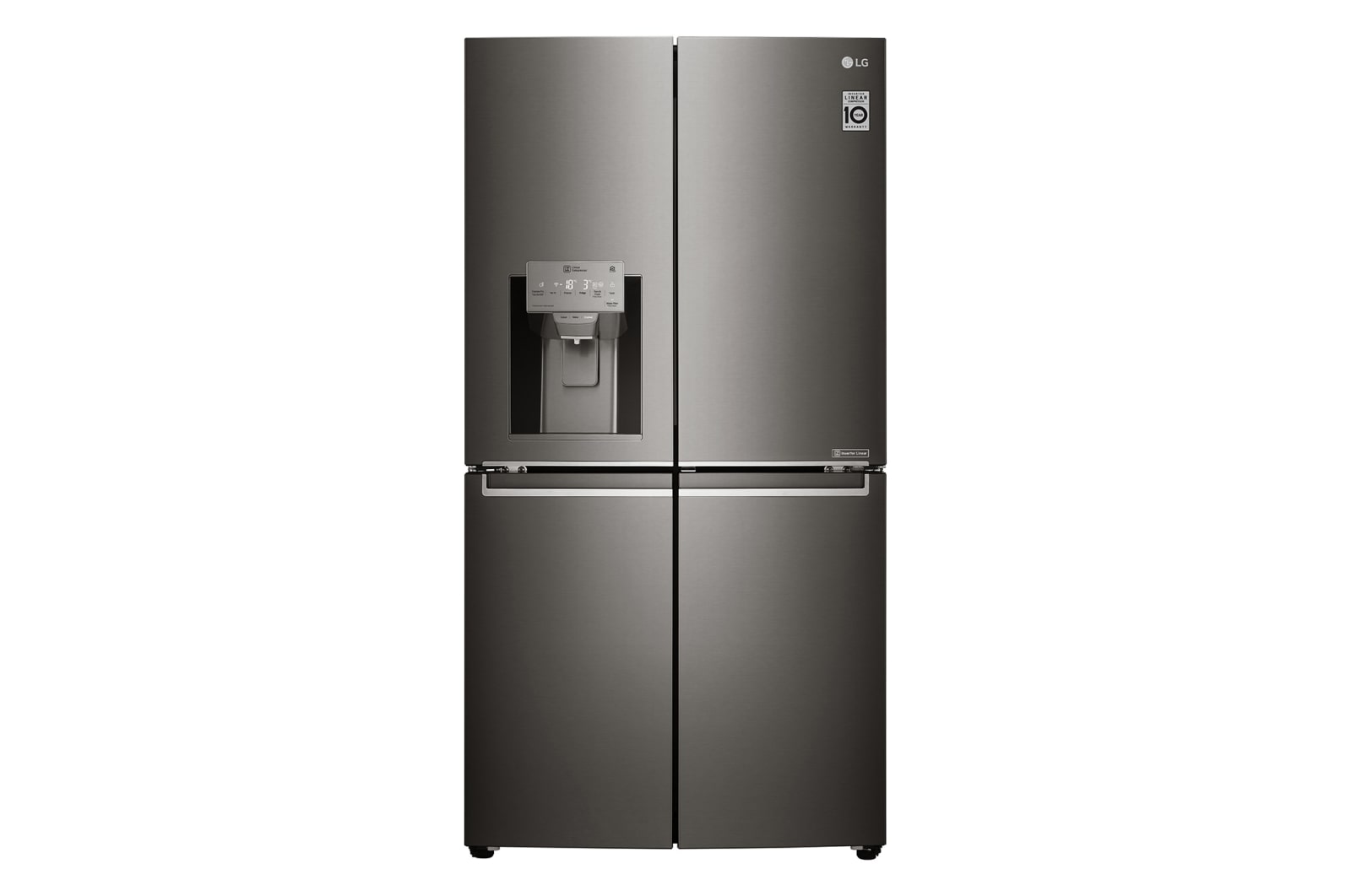 Front view of 708L French Door Fridge, with Door-in-Door®, in Black Stainless Steel GF-D708BSL