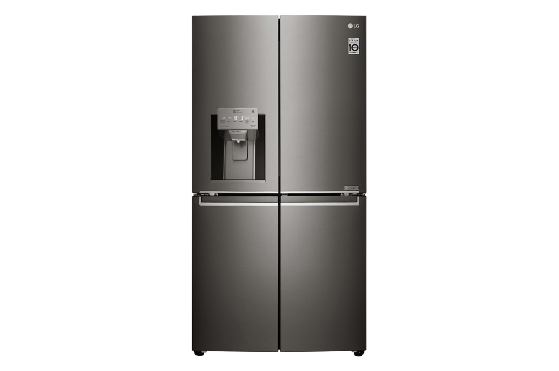 Front view of 708L French Door Fridge, with Door-in-Door®, in Black Stainless Steel GF-D708BSL