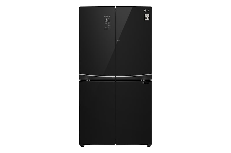 Front view of 725L French Door Fridge, with Dual Door-In-Door®, in Black Mirror Glass Finish GF-D725BML