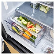 LG 617L French Door Fridge with MoodUP® LED Door Panels + Styler Steam Clothing Care System® with ThinQ® - 3 Garment in Black Glass, GF-MV600-S3