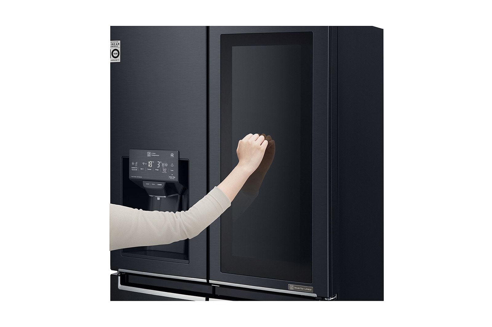 LG 508L Slim French Door Fridge, with InstaView Door-In-Door®, in Matte Black Finish, GF-V570MBL