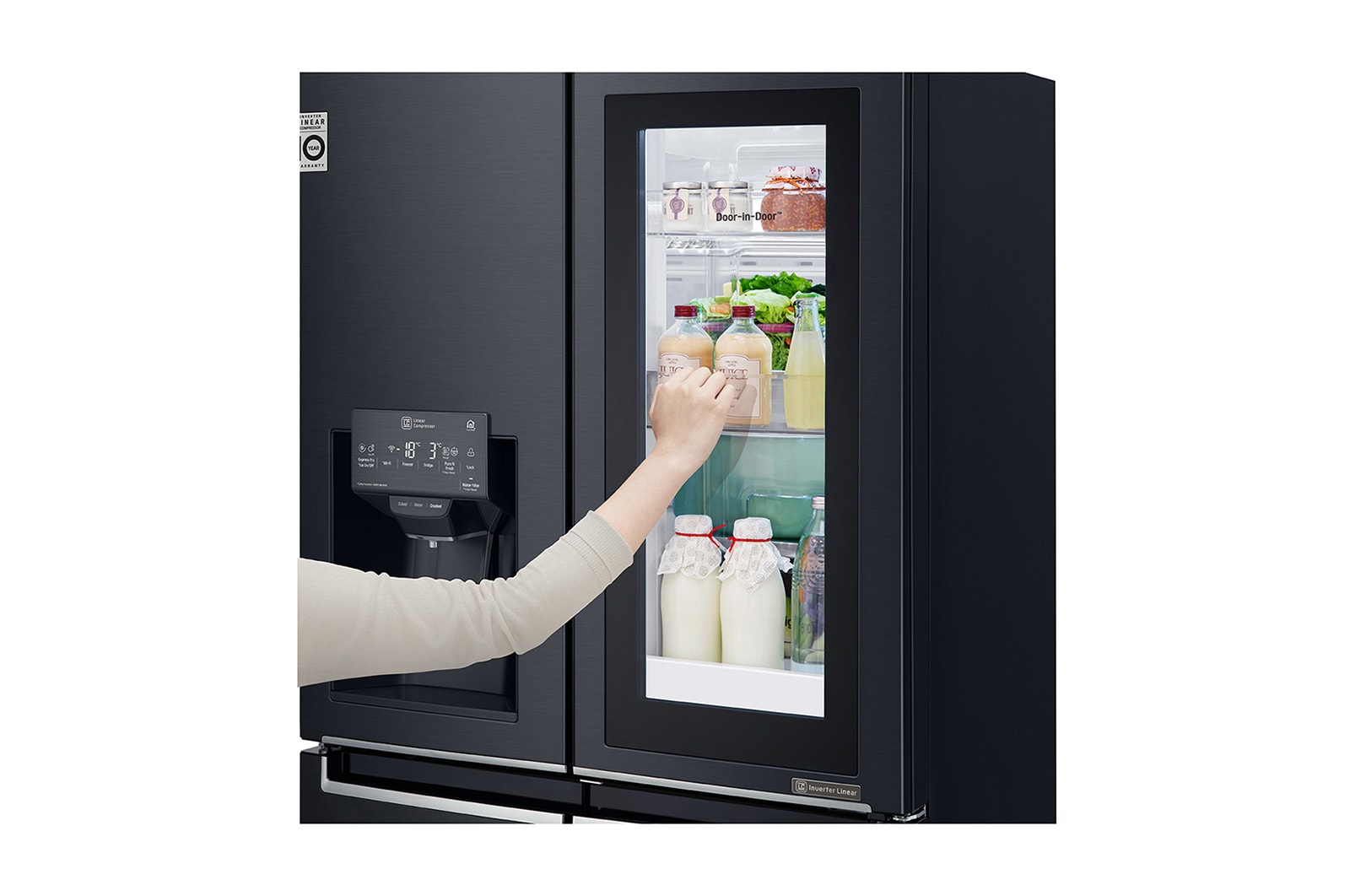 LG 508L Slim French Door Fridge, with InstaView Door-In-Door®, in Matte Black Finish, GF-V570MBL