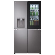 Front View of Black French Door Fridge GF-V700BSLC with Ice and Water Dispenser, Craft Ice, Stainless Steel Finish