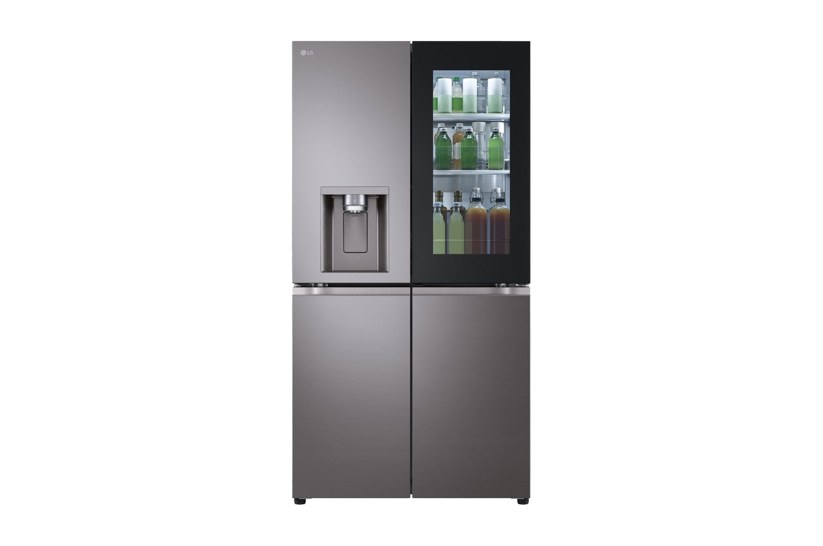 Front View of Black French Door Fridge GF-V700BSLC with Ice and Water Dispenser, Craft Ice, Stainless Steel Finish