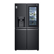 Front view of 637L French Door Fridge, with InstaView Door-In-Door®, in Matte Black finish GF-V706MBL
