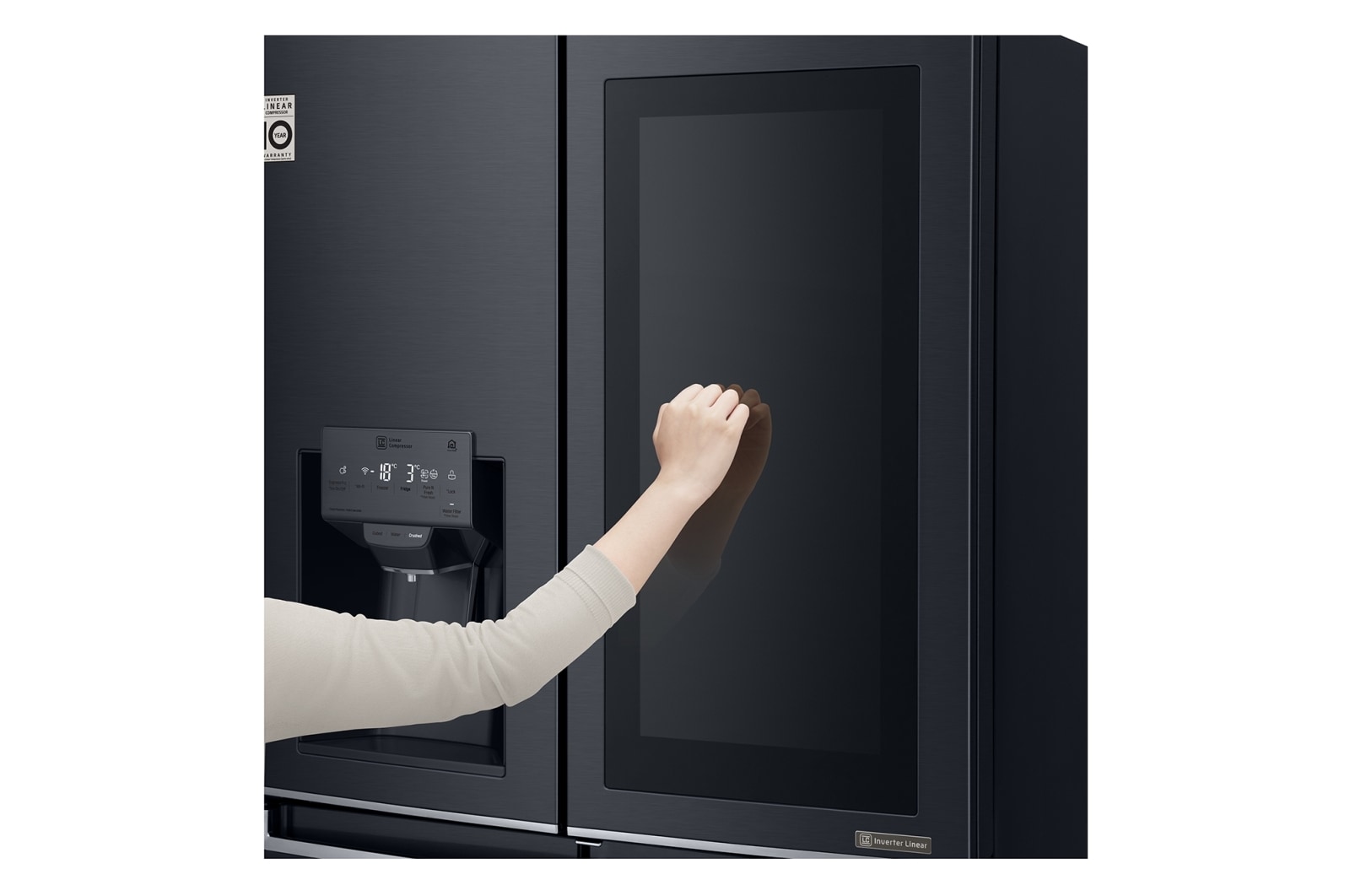 LG 708L French Door Fridge, with InstaView Door-in-Door®, in Matte Black Stainless Steel, GF-V708MBSL