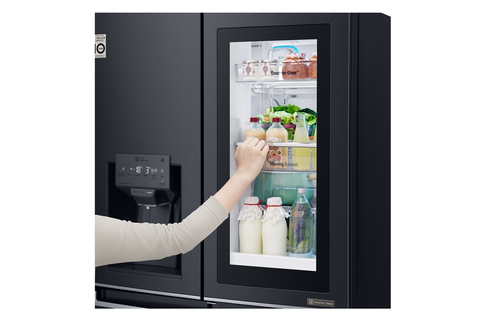 LG 708L French Door Fridge, with InstaView Door-in-Door®, in Matte Black Stainless Steel, GF-V708MBSL