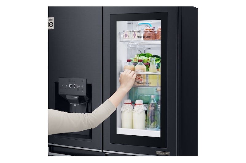LG 708L French Door Fridge, with InstaView Door-in-Door®, in Matte Black Stainless Steel, GF-V708MBSL