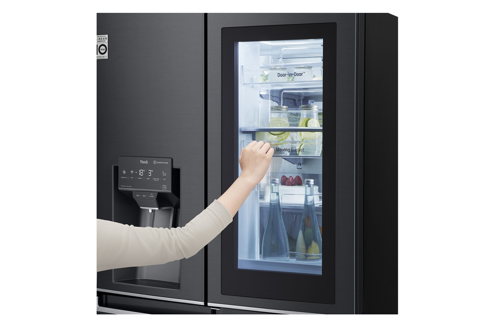 LG 852L French Door Fridge, with InstaView Door-In-Door®, in Matte Black finish, GF-V910MBL