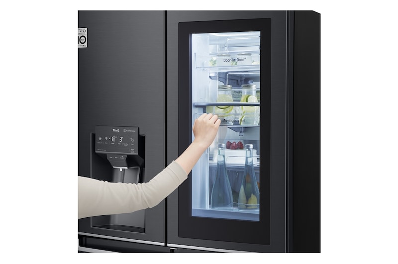 LG 852L French Door Fridge, with InstaView Door-In-Door®, in Matte Black finish, GF-V910MBL