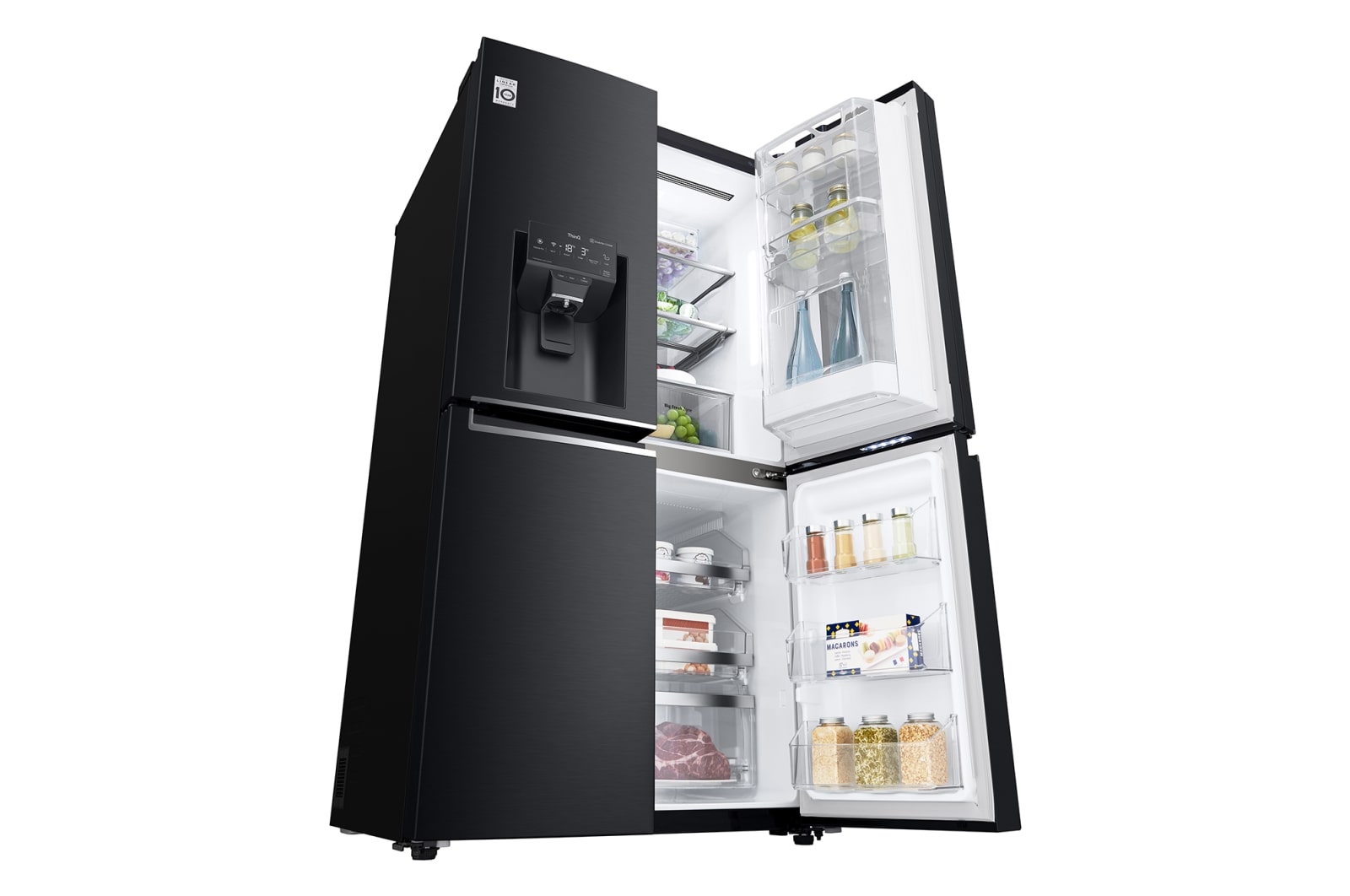 LG 852L French Door Fridge, with InstaView Door-In-Door®, in Matte Black finish, GF-V910MBL