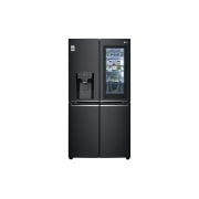 Front view of 852L French Door Fridge, with InstaView Door-In-Door®, in Matte Black finish GF-V910MBL