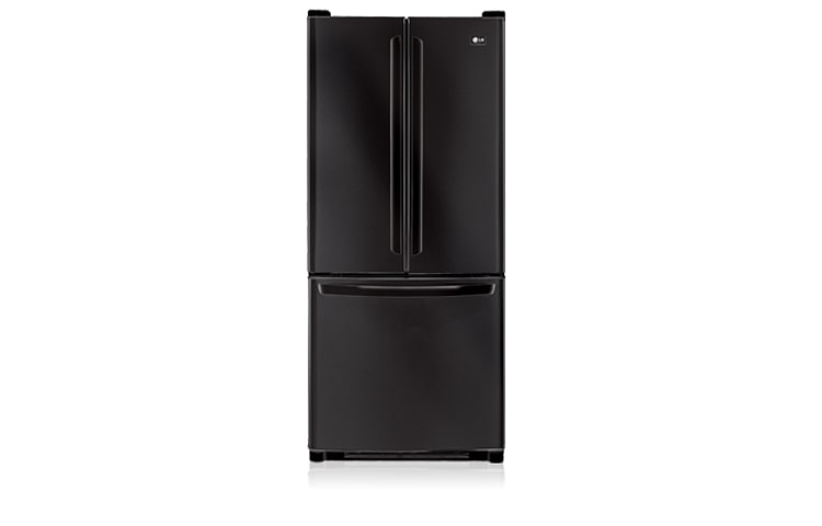 Front view of 591 litre Black Slim Line 3-Door French Door Fridge GM-B208BVS