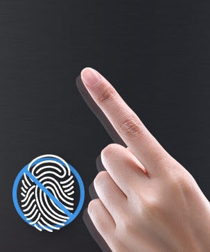 A hand with a pointing finger and a large finger print.