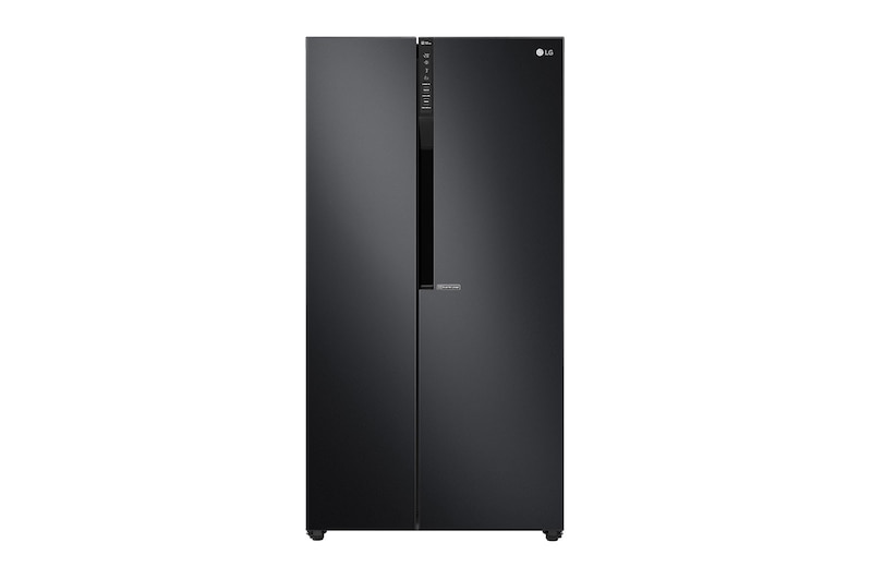 Front view of 626L Flat Door Side by Side Fridge, in Matte Black Finish GS-B680MBL