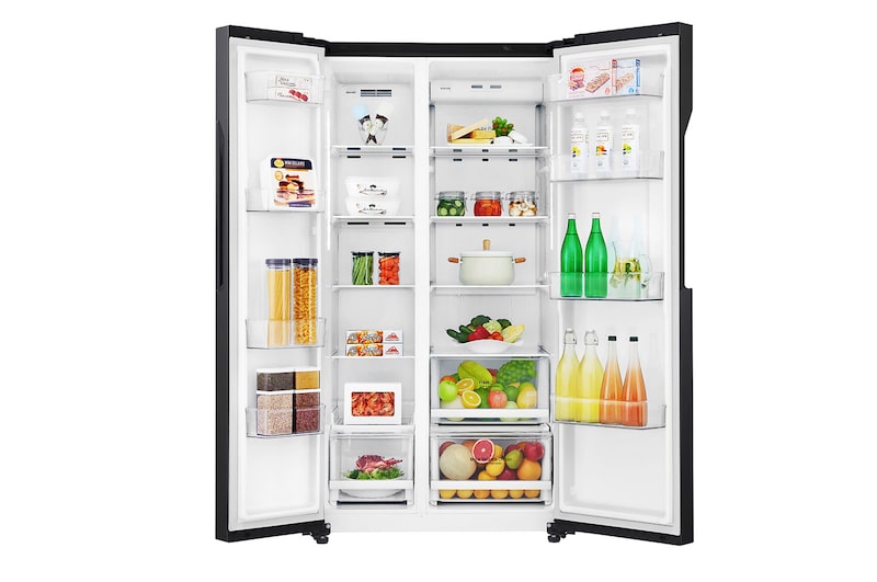 LG 626L Flat Door Side by Side Fridge, in Matte Black Finish, GS-B680MBL