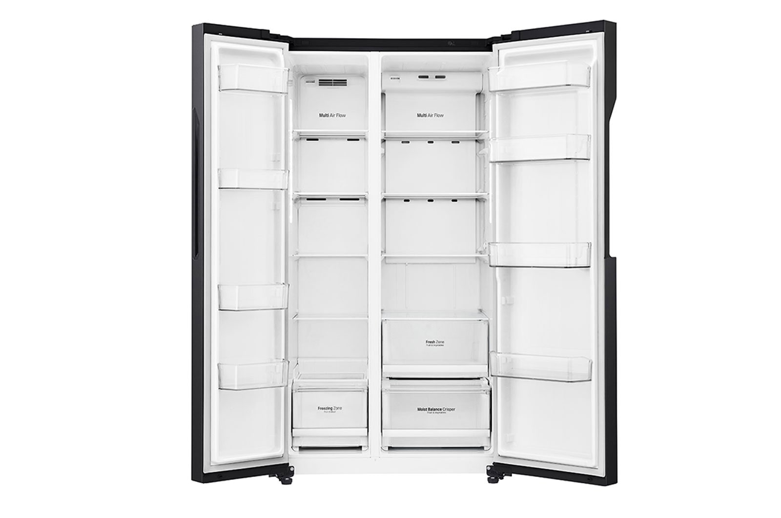 LG 626L Flat Door Side by Side Fridge, in Matte Black Finish, GS-B680MBL