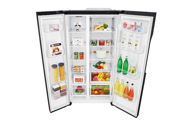 LG 626L Flat Door Side by Side Fridge, in Matte Black Finish, GS-B680MBL